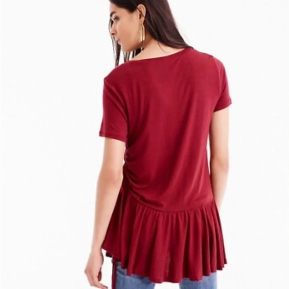 NWOT .. J. Crew Red Ruffled Short Sleeve Tunic
